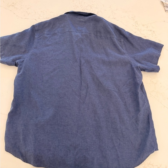 UNTUCKit Cameron WR Blue 100% Linen Short Sleeve Button Front Shirt xxl - Picture 4 of 5